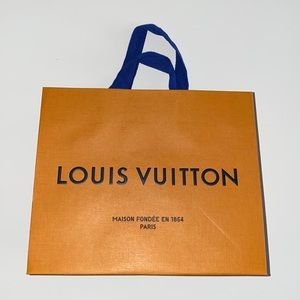 New auth Louis Vuitton Paris gift shopping paper package bag logo blue ribbons